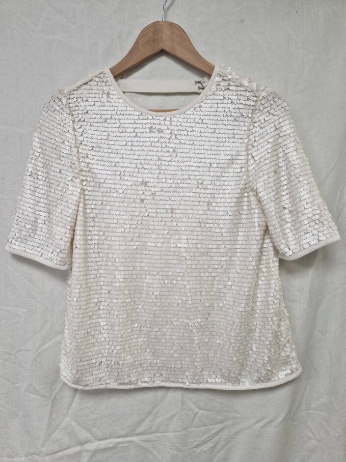 Whistles Cassidy Sequin T-shirt White Size: S