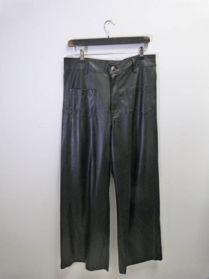Zara False Leather Trousers Black Size: 16