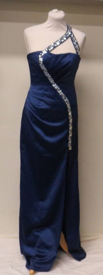 Jane Norman One Shoulder Maxi Dress Dark Blue Size: 8