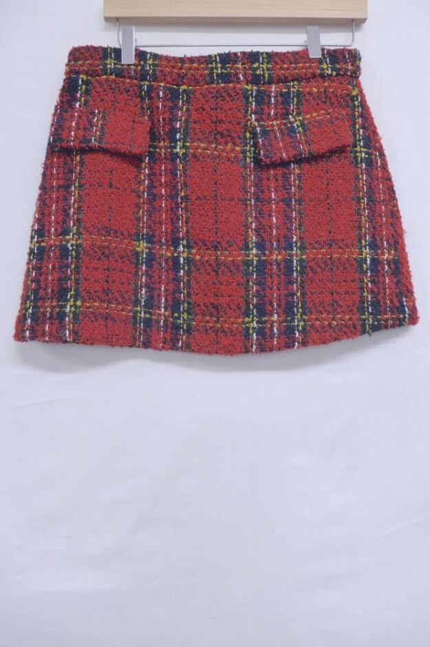 River Island Faux Pocketed Tartan Skirt Scarlett Red Size: 10