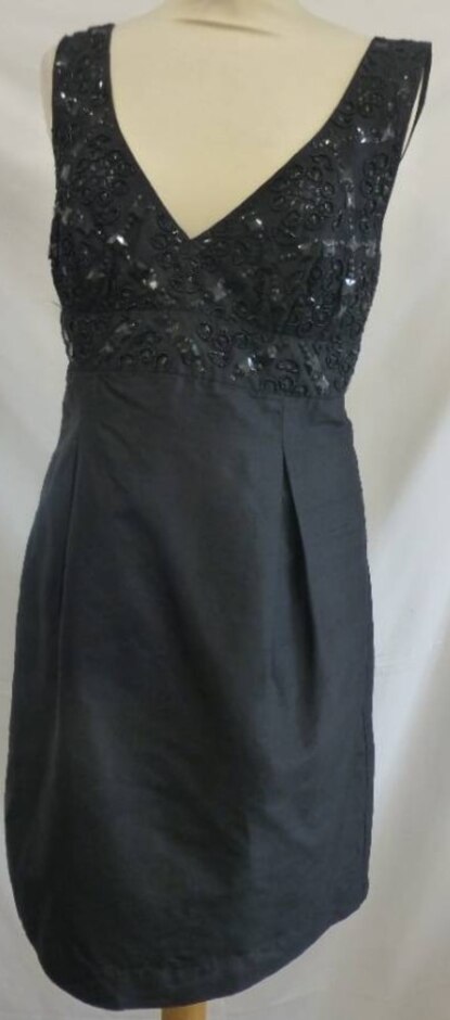Reiss Silk Mini Evening Dress Black Size: 10