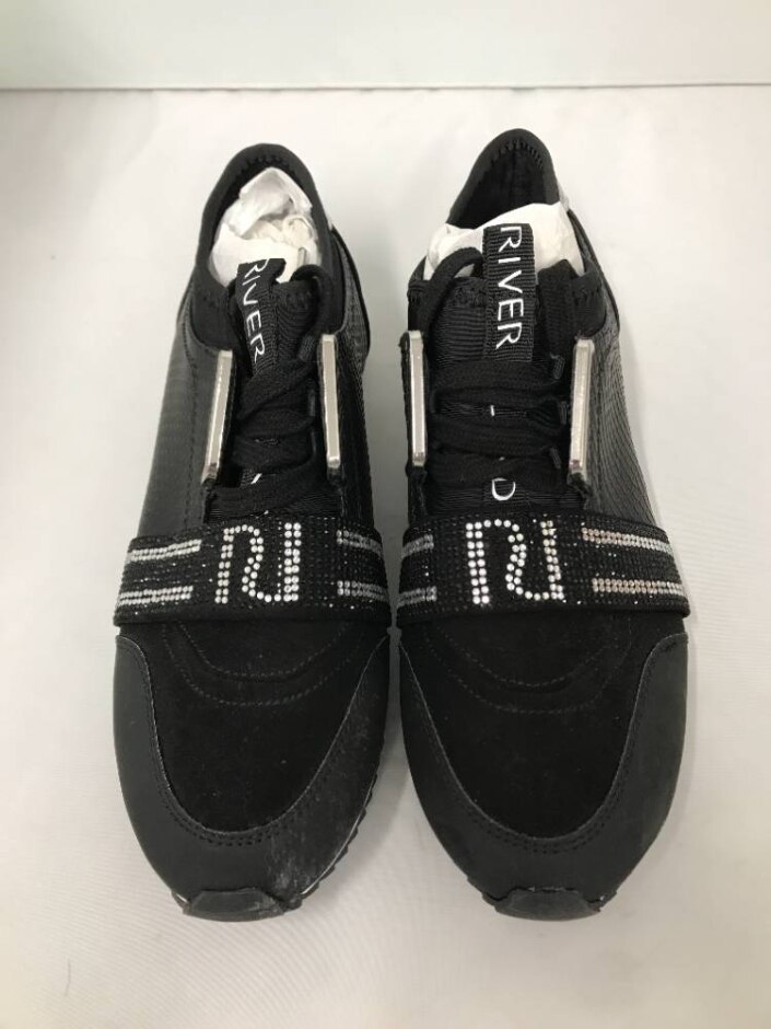 Bnwot River Island Embellished Black & Silver Trainers Size 4 Eu 37