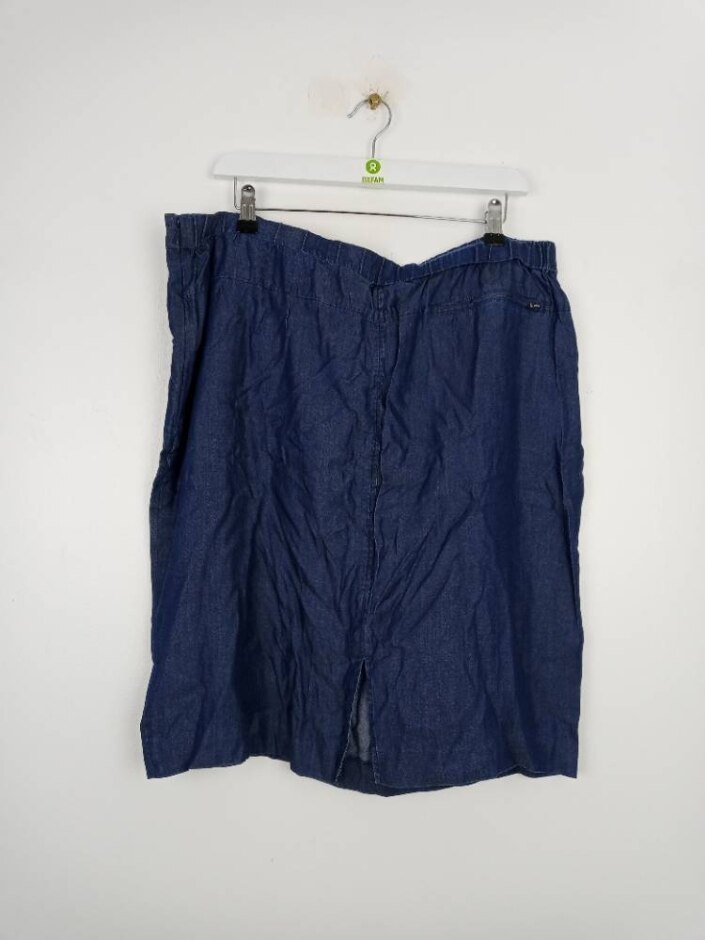 Jaeger Drawstring Waist Denim Skirt  Blue Size: 18