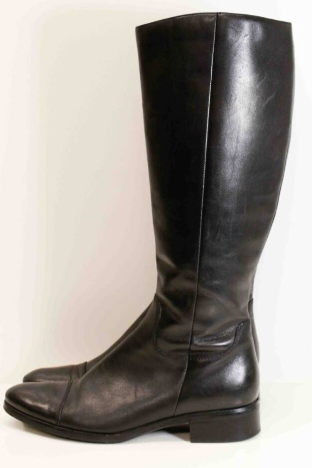 Black Leather Ecco Long Boots Size 6