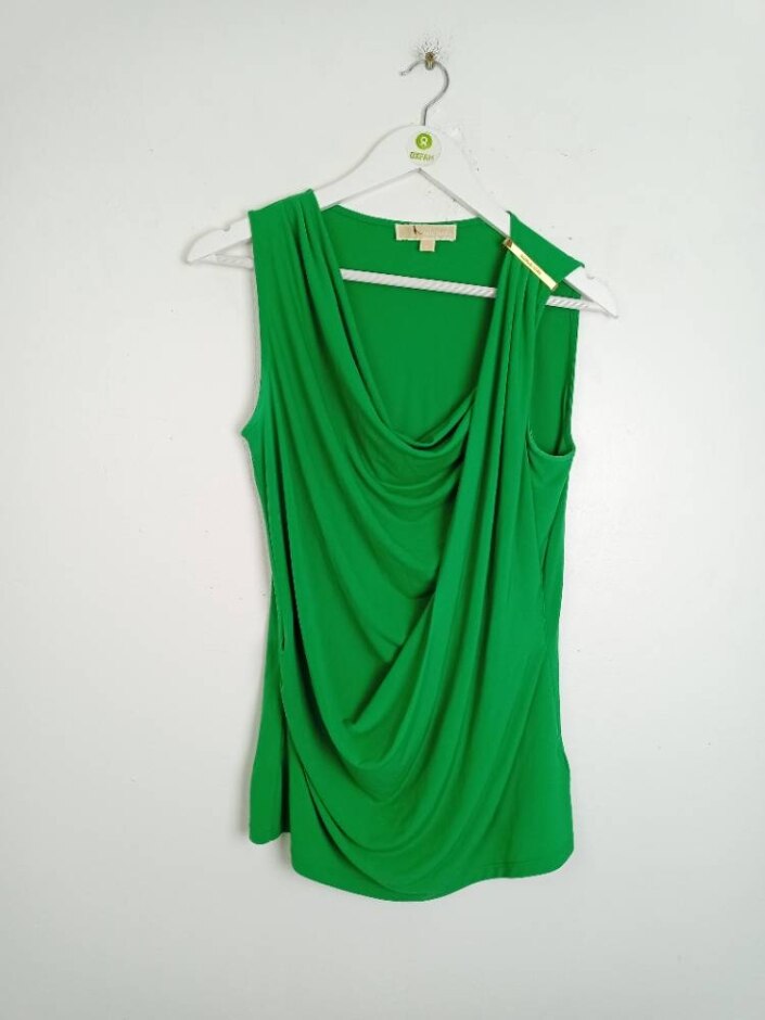 Michael Kors Women's Drape Front Sleeveless Top Green Size: M