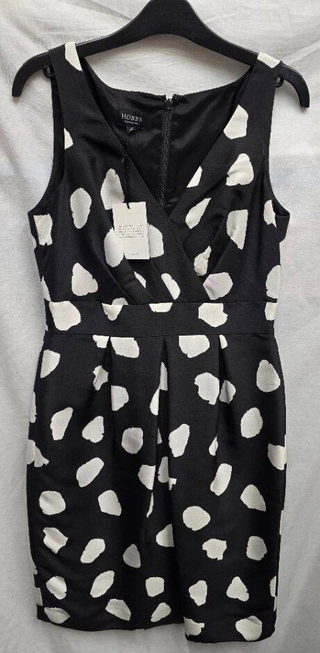 New Hobbs Silk Polka Dot Midi Dress Black & White Size: 10