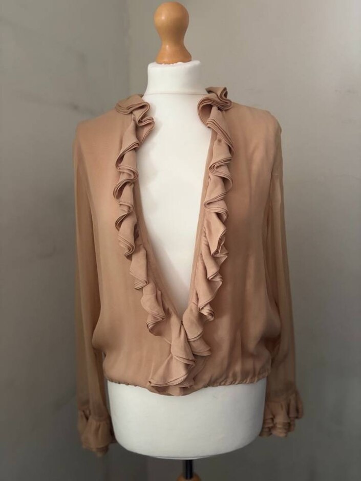 Gucci Women Blouse 100% Silk Beige Size: S