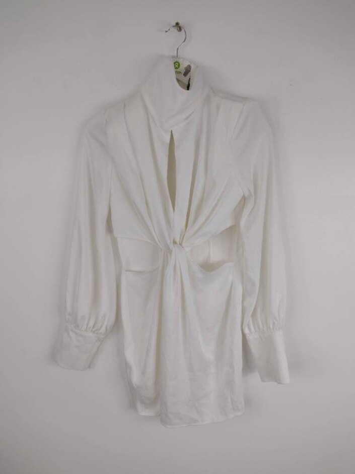 I Saw It First Women's High Neck Twist Front Satin Dress New White Size: 10
