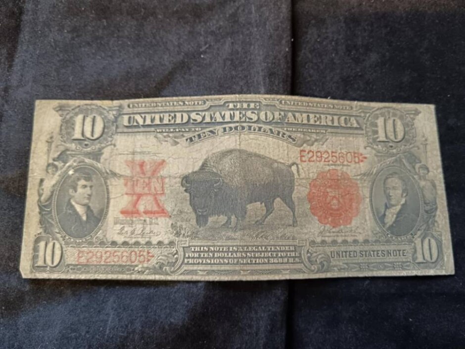 Rare 1901 United States 10 Dollar Bison Note