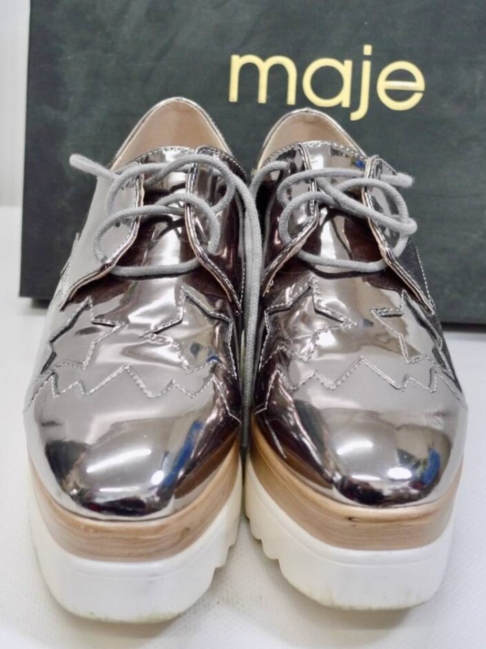 Dasco Leather Wedge Trainers Silver Size 6 With Box