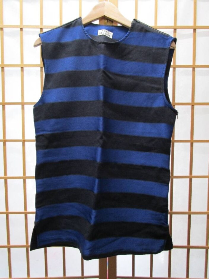 Acne Studios Striped Vest Top Blue And Black Size: S