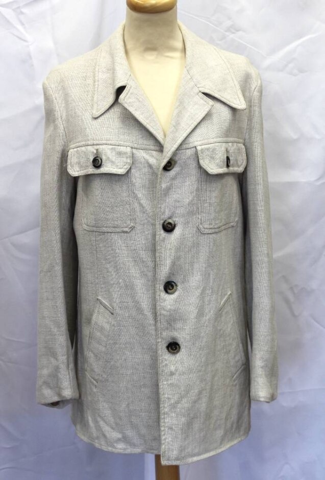 John Weitz At Burton Vintage  Safari Style Long Line Jacket  Stone Size: S
