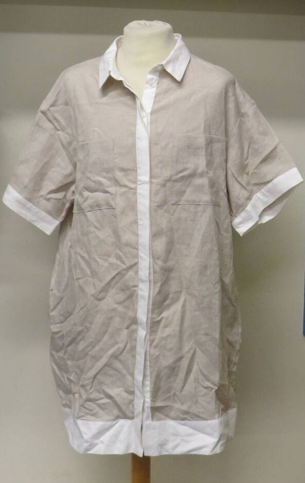 Jaeger Blouse Dress Beige/ White Size: 16