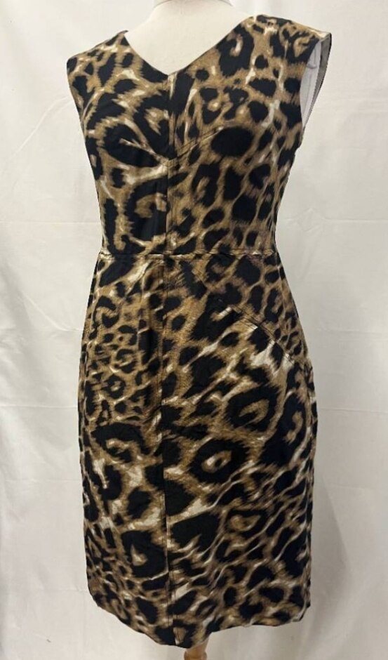 Fenn Wright Manson Studio Linen Blend Pencil Dress Brown Mix Size: M