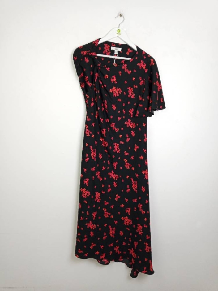 M&s Marks & Spencer Women's Midi Dress  Black Red Size: 14