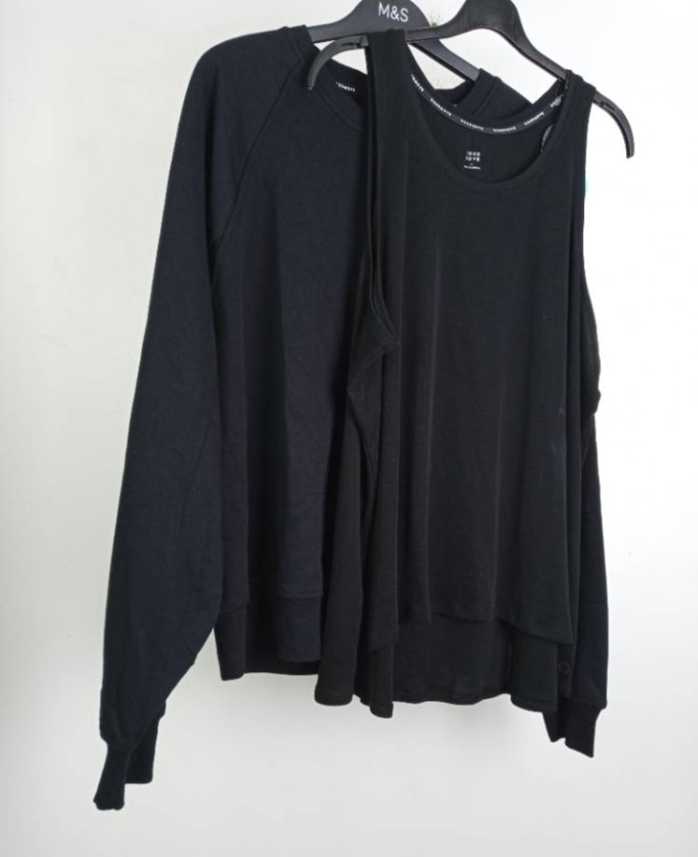 M&s Marks & Spencer Sweatshirt And Vest Gym Bundle Black Size: 18