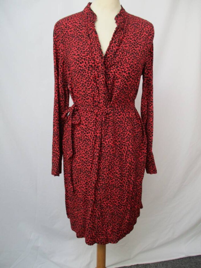 Oasis Animal Print Dress Red/black Size: 10