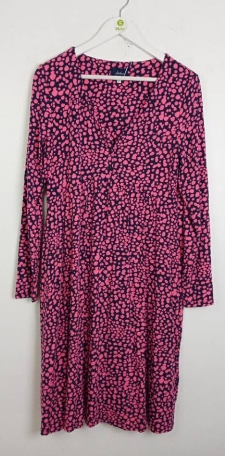 Joules Dotty Midi Dress Rrp £49.95 Blue & Pink Size: 12