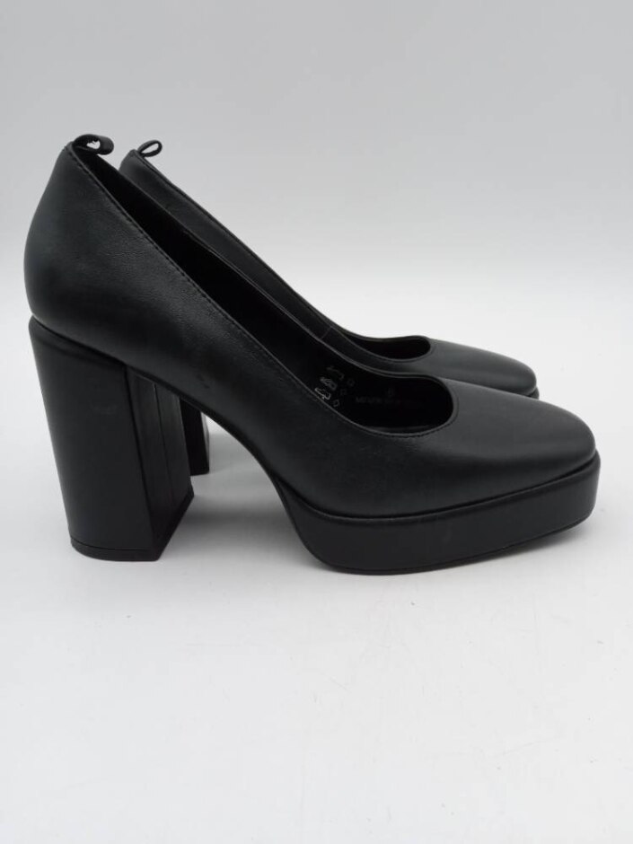 M&s Leather Square Toe Size 6 Black Slingback Heels Nwot Rrp £55