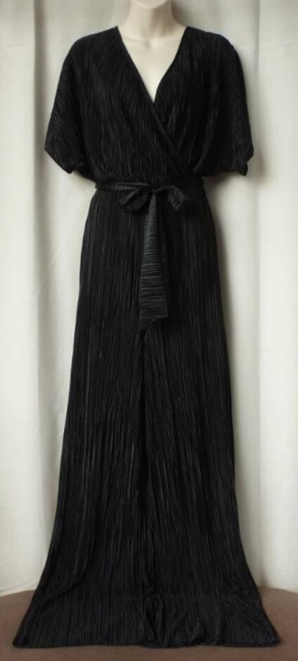 Divided Plisse Pleated Jumpsuit Black Size: 12