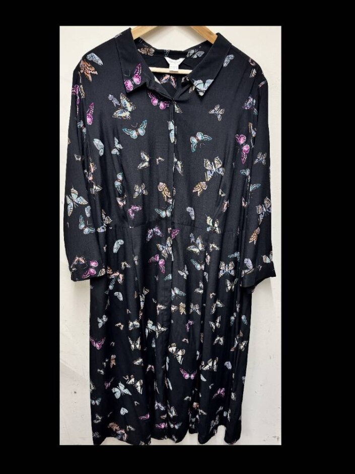 Monsoon Dress, Black/butterfly Black. Size: 22