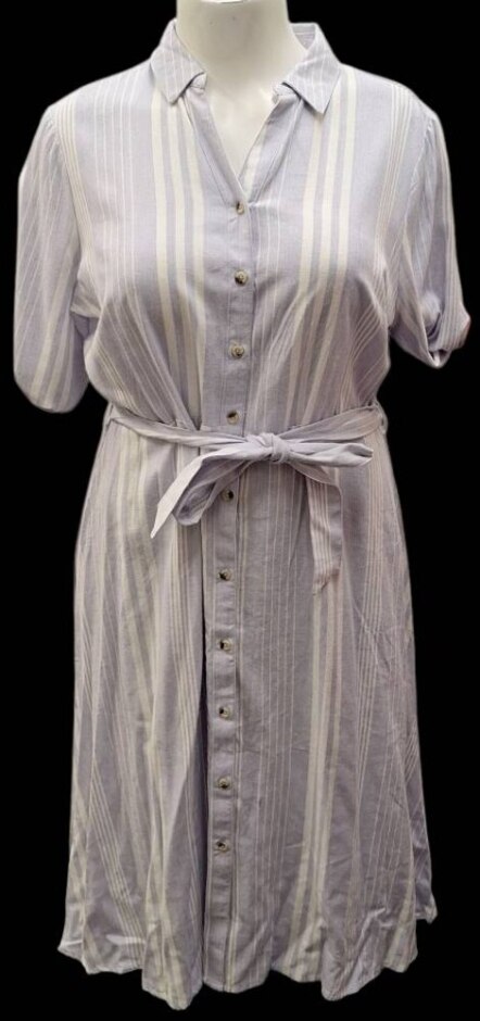 Bnwt Bonmarche Striped, Collared Dress Lilac Mix Size: 18