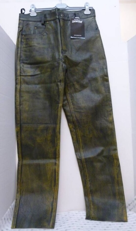 Zawair Motorbike Leather Trousers Green Size: 38