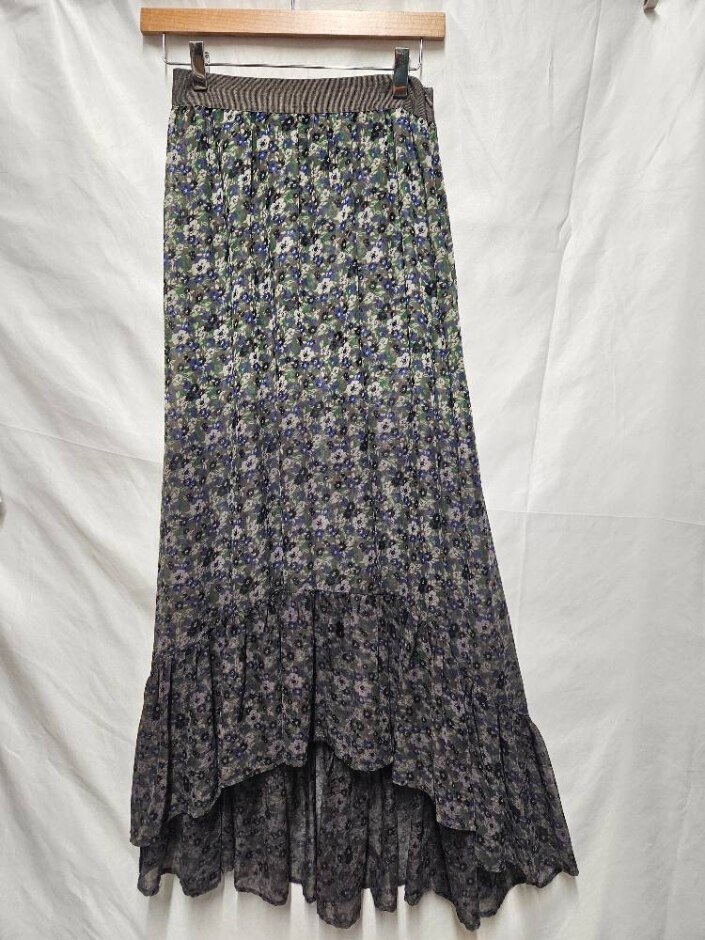 Topshop Floral Chiffon Floaty Shirt Khaki Green Size: 8