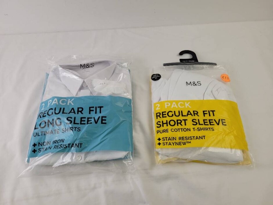 M&s Kids School Uniform 4xpcs T-shirts & Long Sleeve Shirt White Size: 14 - 15 Years