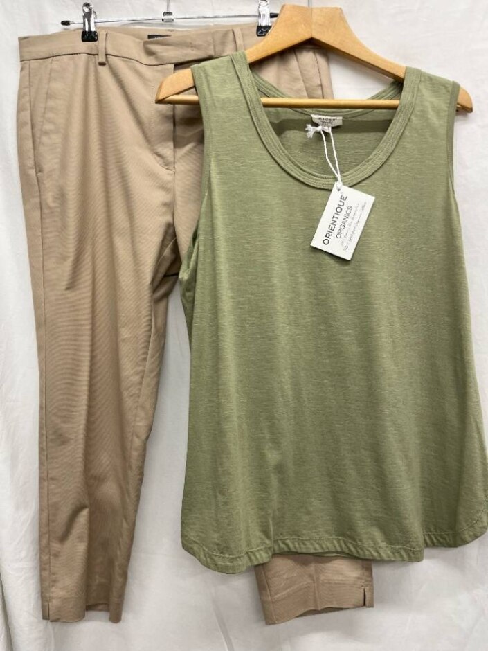 M&s & Orientique Trousers & Top Brown/green Size: 16
