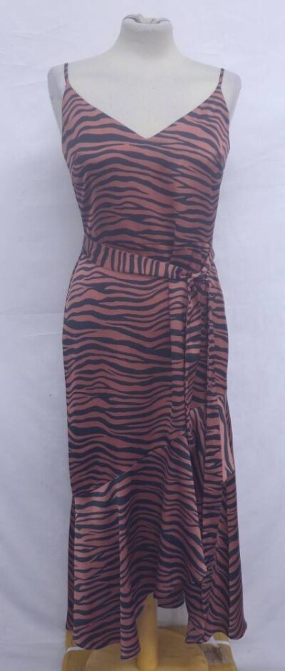 Karen Millen Tiger Stripe Sun Dress Black & Red Size: 10
