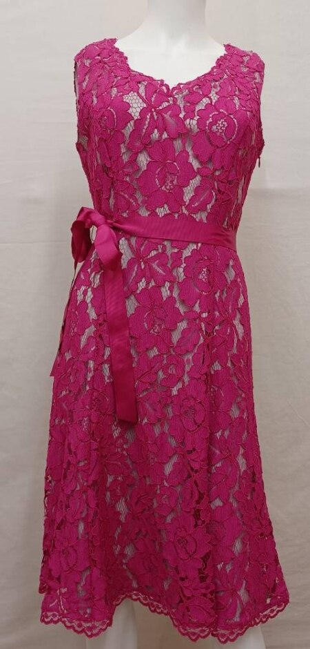 Jacques Vert Lacy Tea Gown Fuchsia Pink Size: 10
