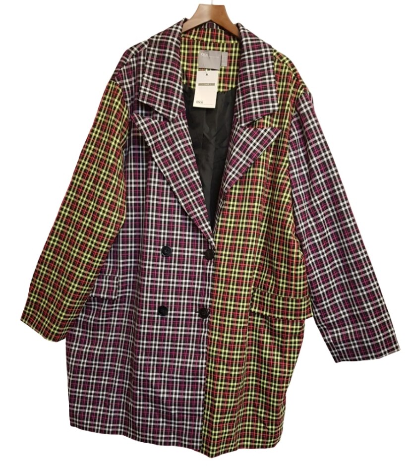 Asos Check Coat Plaid Blazer  Multi Coloured  Size: 26