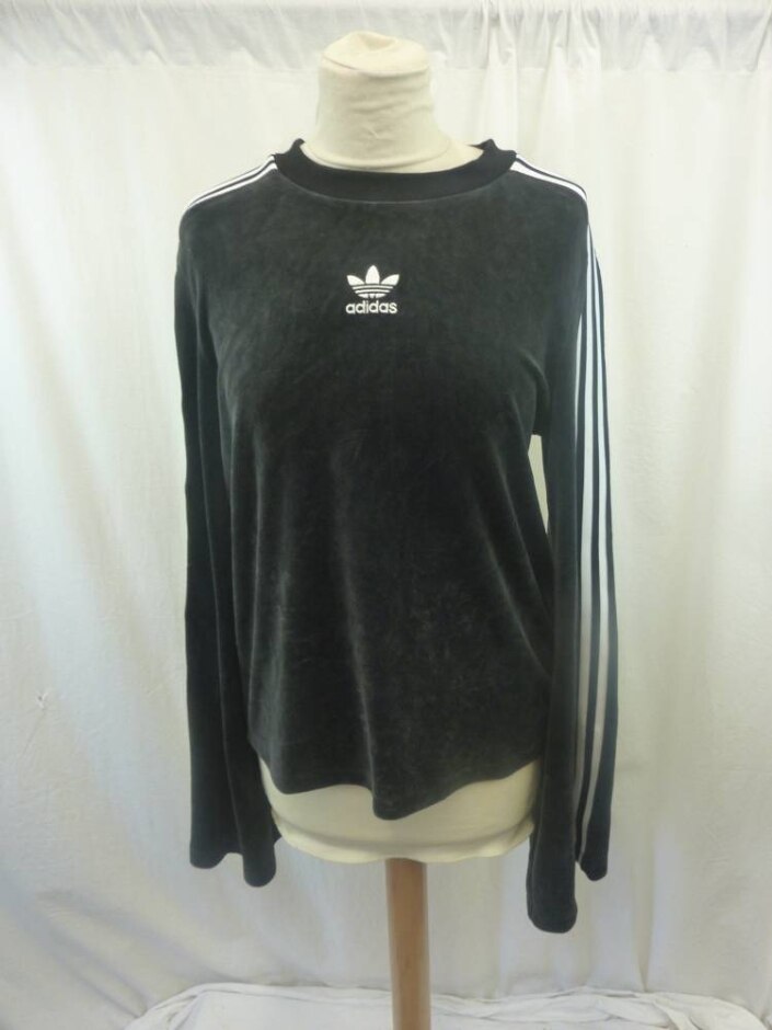 Adidas Velvet Sweatshirt Black And White Size: 10