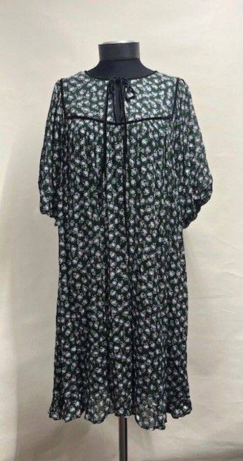 Oliver Bonas Metallic Floral Print Dress Green/purple Size: 16