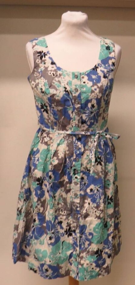 Pepperberry Sleeveless Dress Cream/teal/grey Size: 8