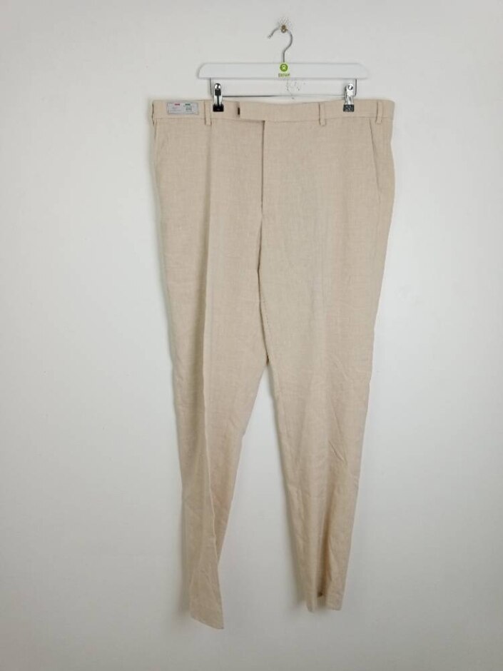 M&s Nova Fides Italian Fabric Linen Rich Tailored Trousers Neutral Size: Xl