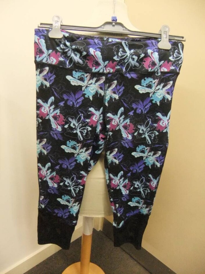 Crane Floral Sports Leggings Multicoloured Size: 14