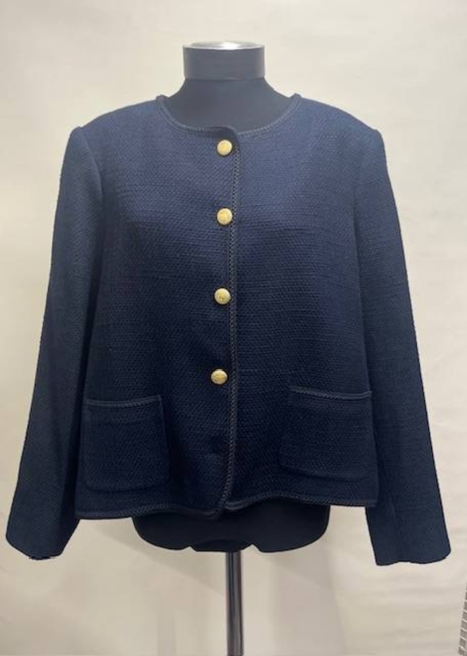 M&s Marks & Spencer Tweed Blazer Jacket Navy Size: 22