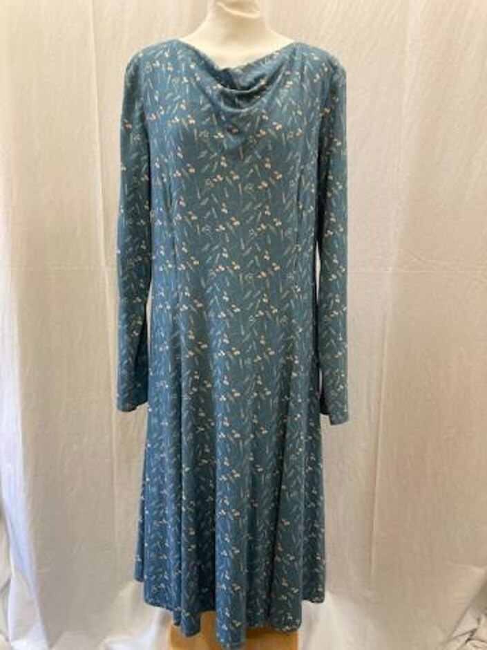 Handmade Long Sleeved Dress Dusky Blue Size: M