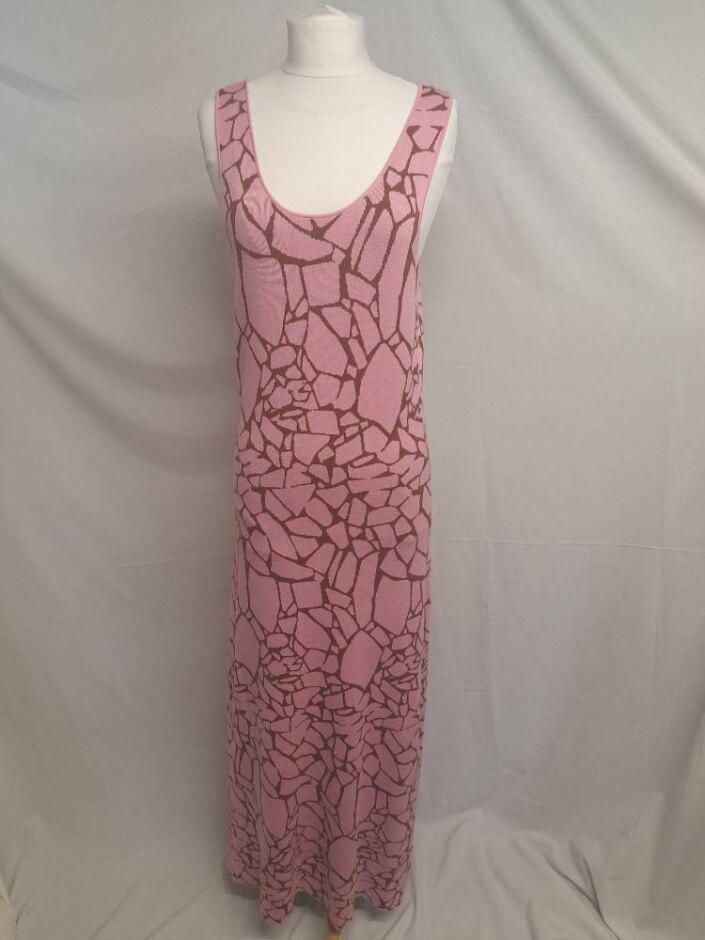 Olivia Rubin Tile Pattern Knit Dress Pink & Brown Size: M