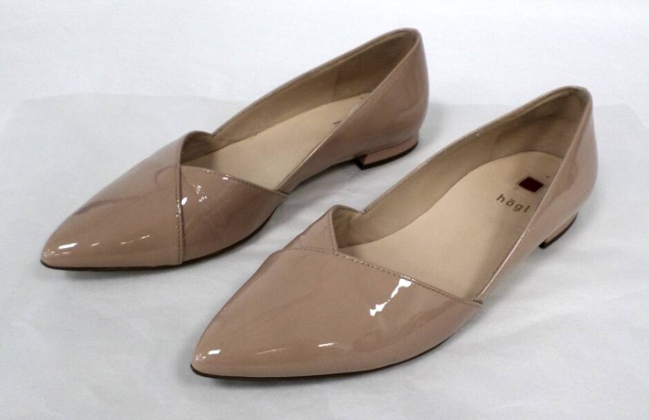 Hogl Light Pink Pu Leather Flat Shoes Size : 3.5