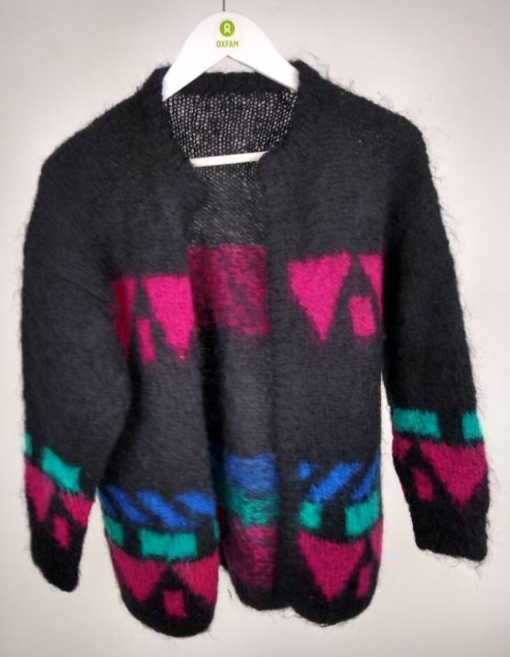 Unbranded Vintage Mohair Cardigan Black & Pink Size: M