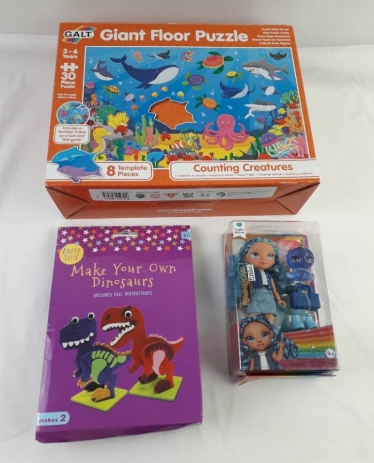 Kid's Toy Bundle X 3 Rainbow High Littles Puzzle Craft Dinosaur