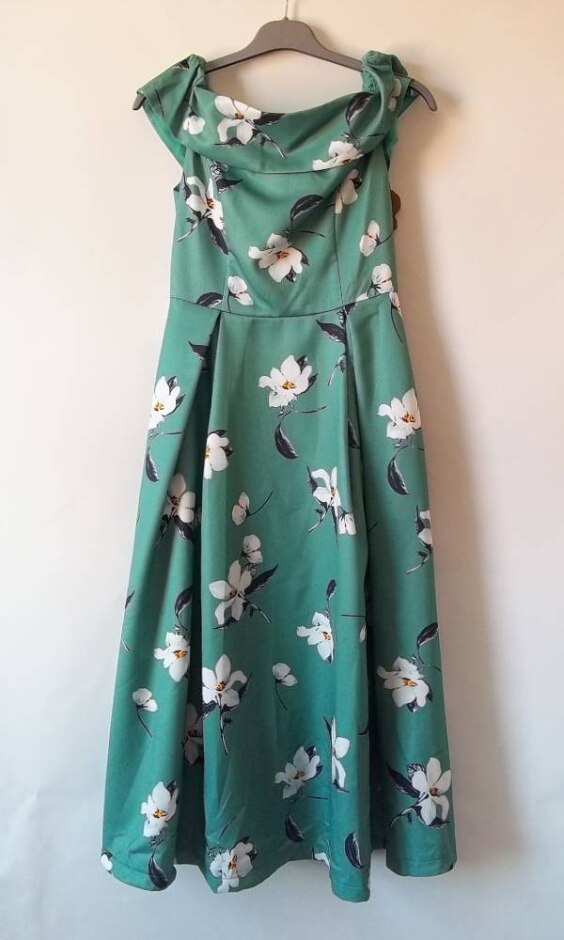 Jolie Moi Bardot Style Dress Bnwt Green Floral Size: 10