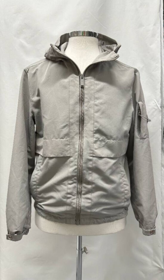 Michael Kors Hooded Zip Up Light Jacket Light Grey Size: M