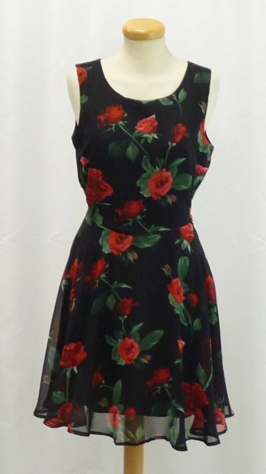 Mela London Sleeveless Floral Party Dress Black Mix Size: 10