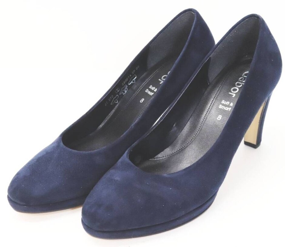 As New Gabor Navy Suede Heels Size: 8