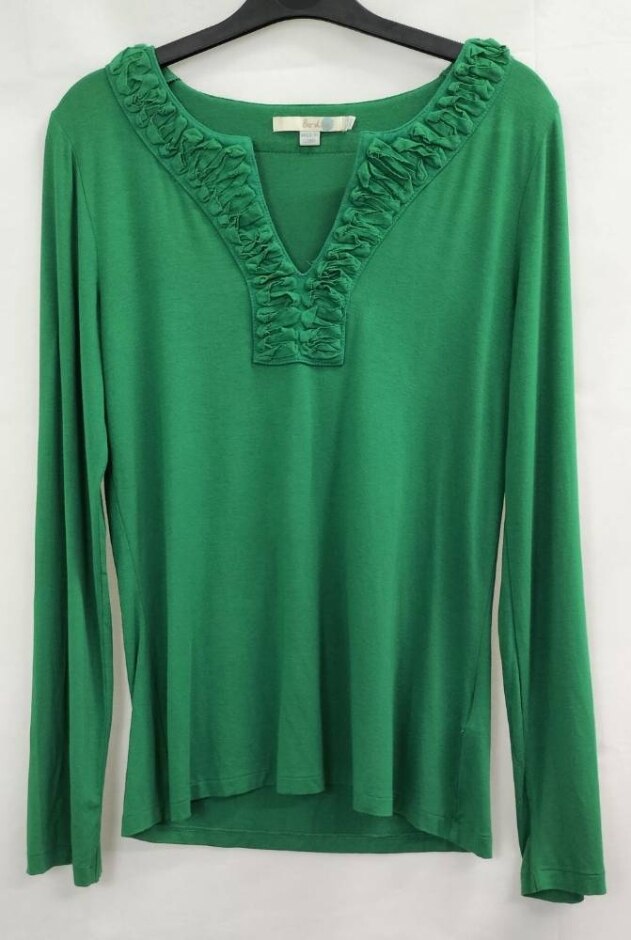 Boden Long Sleeve Top With Frills Green Size: 10