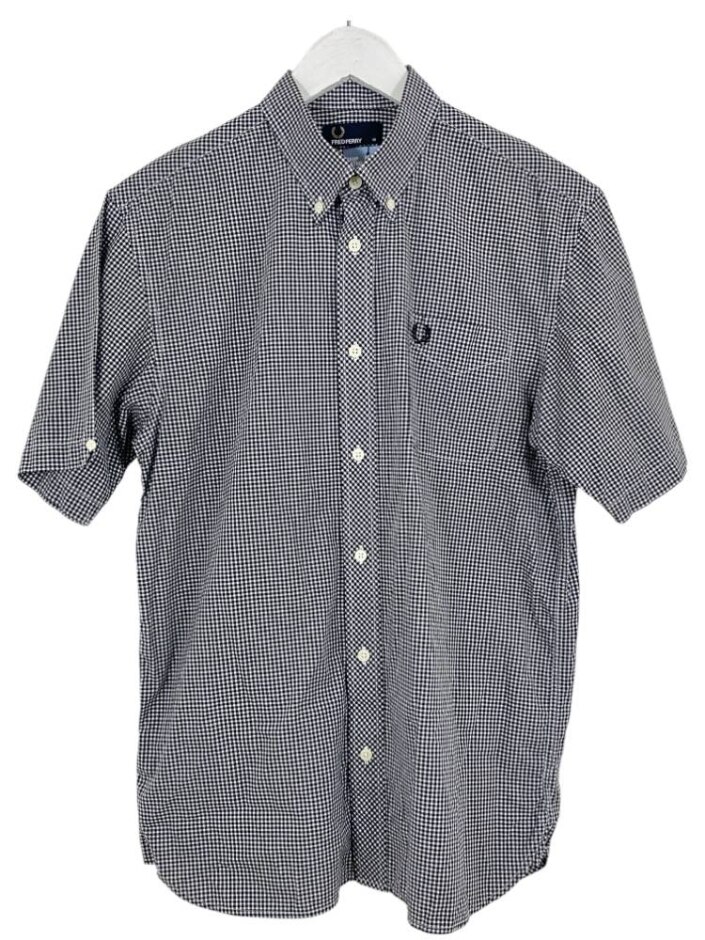 Fred Perry Short-sleeved Checked Shirt Black & White Size: M